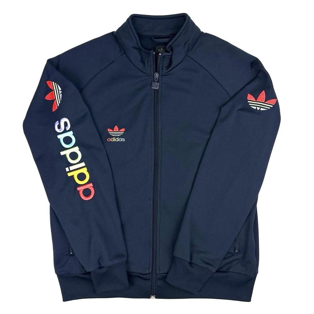 Adidas Vintage Track Jacket Womens Large Warm up Trefoil Logo Embroidered Sleeve